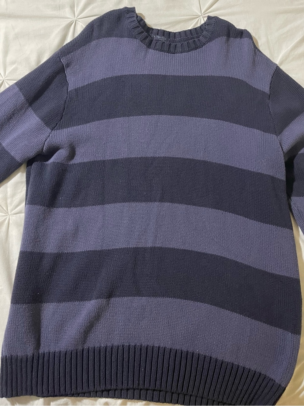 Brandy Melville Men's Striped Crewneck Sweater - Navy & Slate Blue